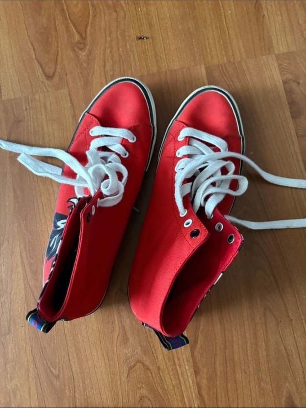 Roberto Cavalli Red High-Top Kids Sneakers with White Laces